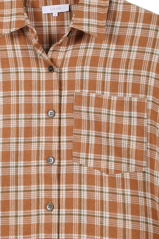 Brown Plaid Button Down Shirt