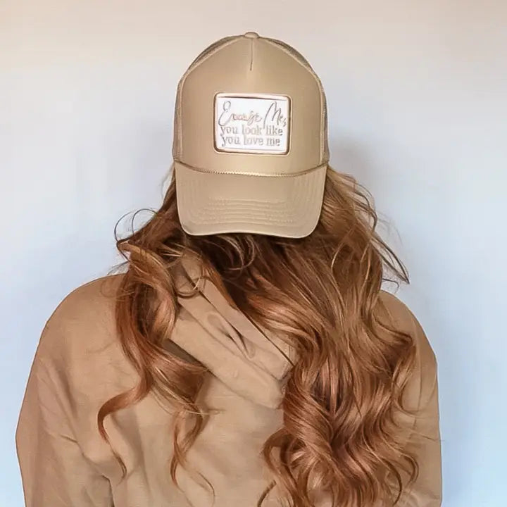 Beige "Excuse Me, You Look Like You Love Me" Embroidered Trucker Hat