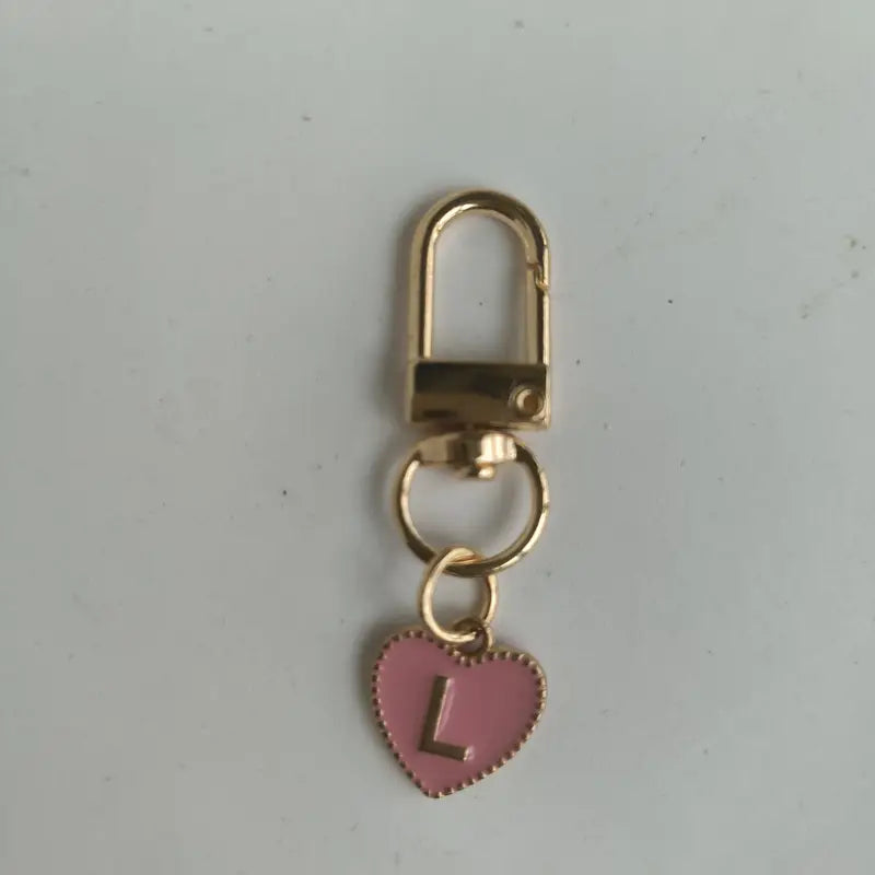 L Initial Pink and Gold Keychain