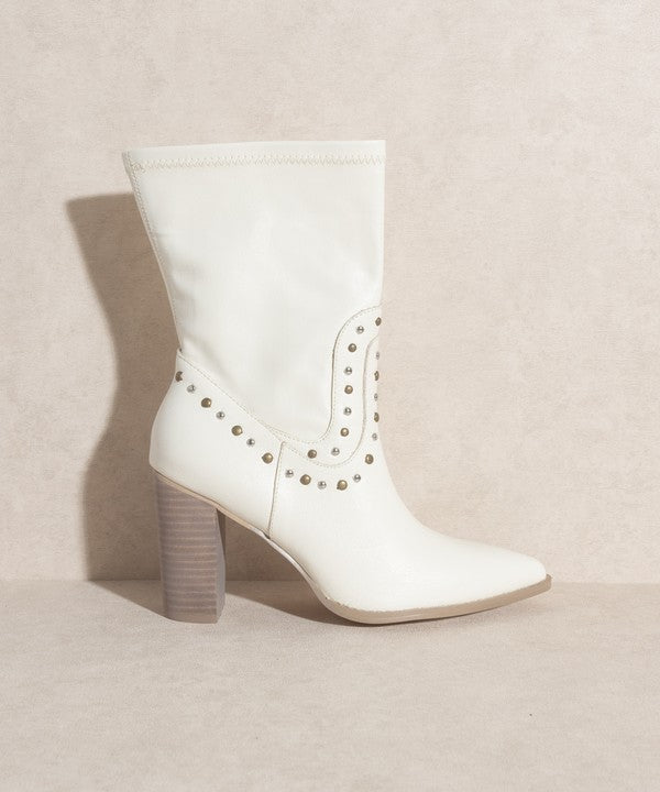 White Paris Studded Boots