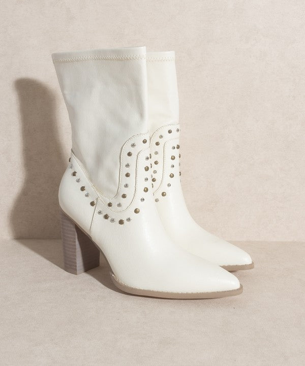 White Paris Studded Boots