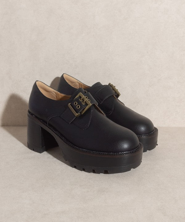 Black Buckled Platform Loafers