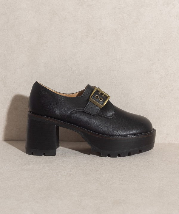 Black Buckled Platform Loafers