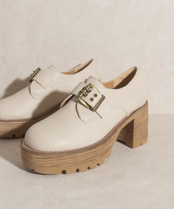 Brown Buckled Platform Loafers