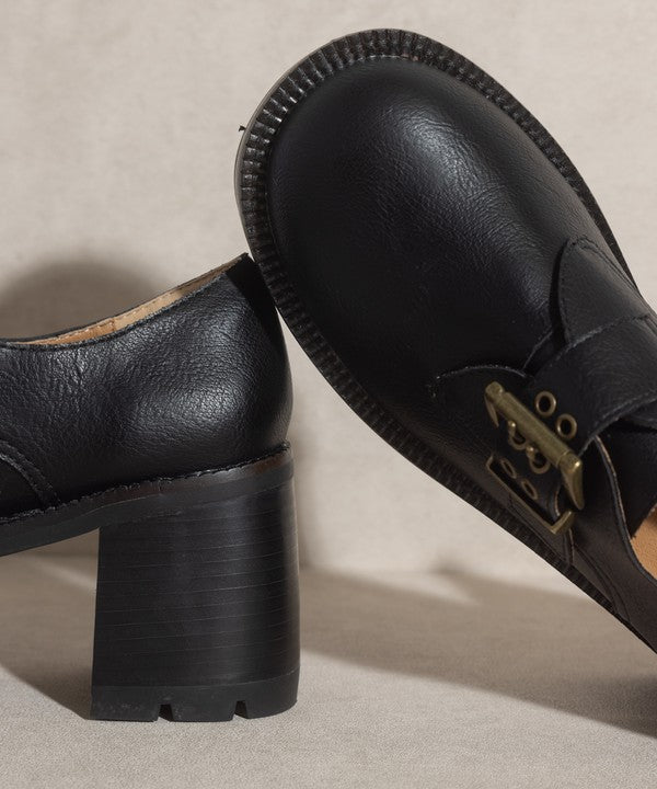 Black Buckled Platform Loafers