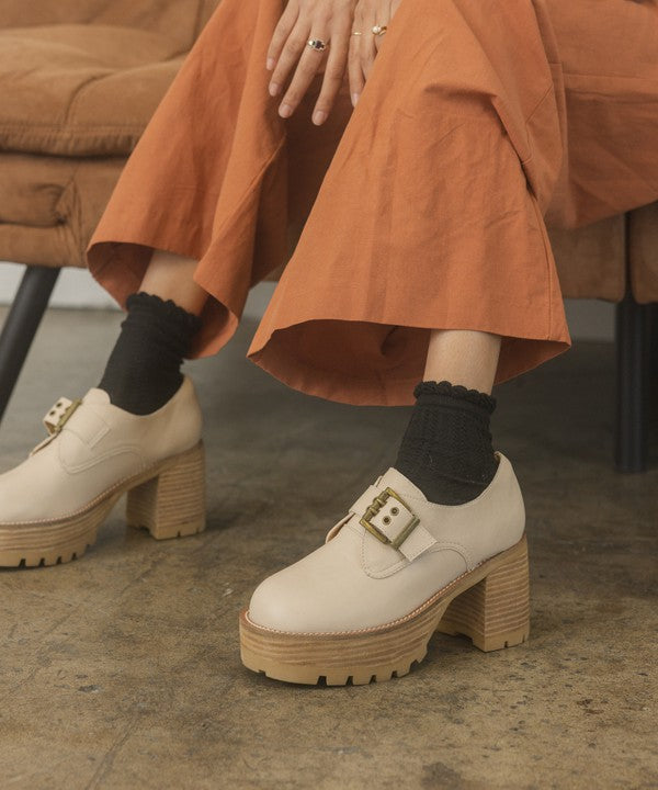 Brown Buckled Platform Loafers