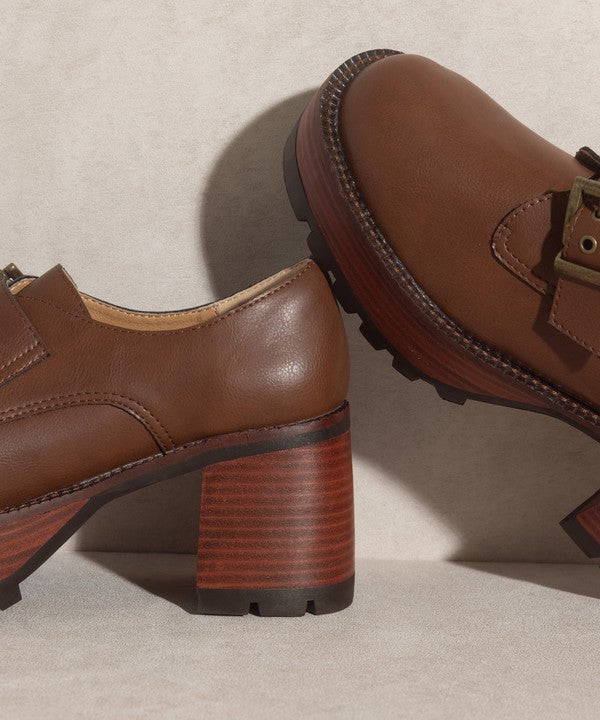 Brown Buckled Platform Loafers