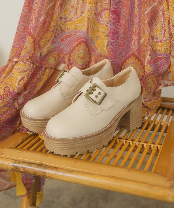 Brown Buckled Platform Loafers