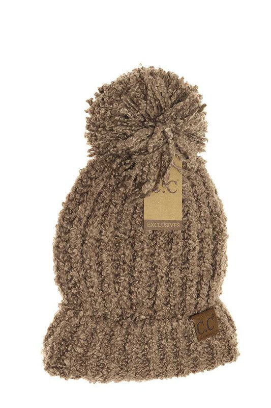 CC Brand Ribbed Pom Beanie Hat