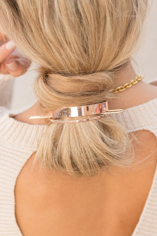 Rose Gold Classic Bun Cuff Two Piece Set Infinity Design Metal Alloy