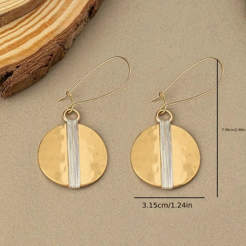 Exquisite Gold Dangle Disc Earrings