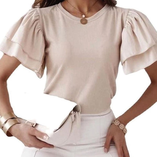 Beige Bell Sleeve Top