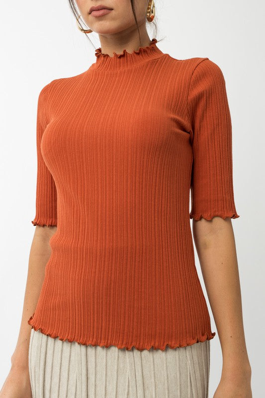 Brick Mock Neck Merrow Edge Top