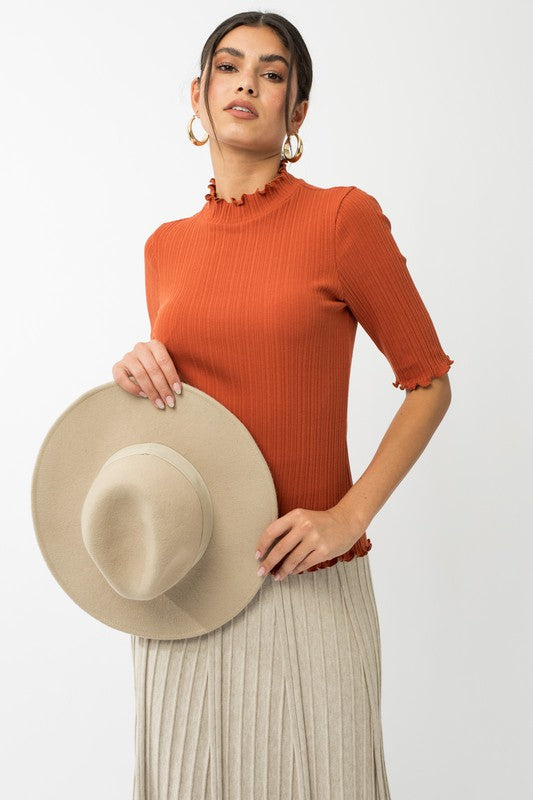 Brick Mock Neck Merrow Edge Top