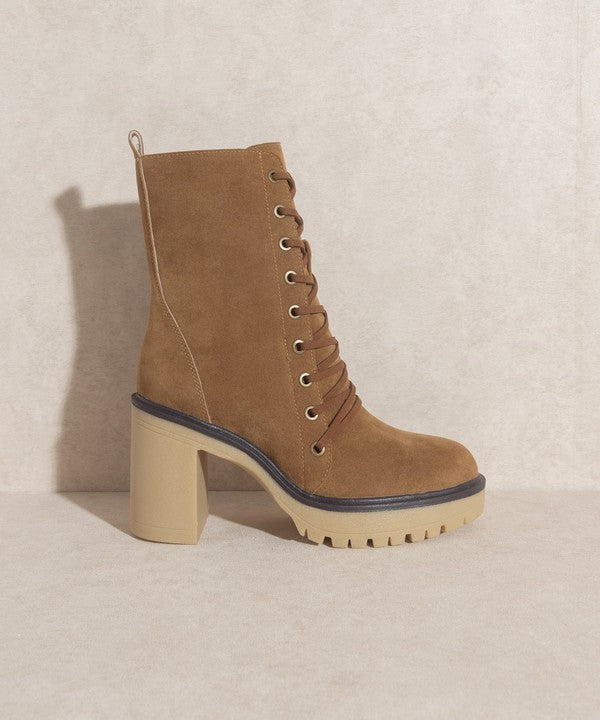 Latte Platform Military Boots