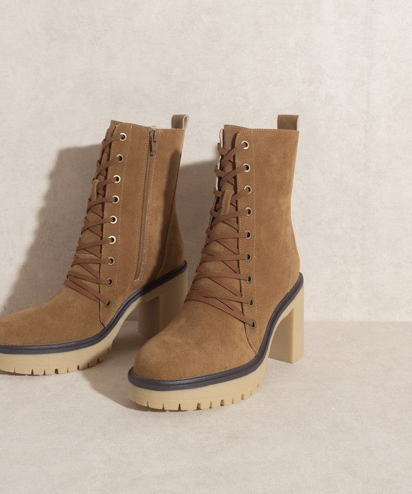 Latte Platform Military Boots