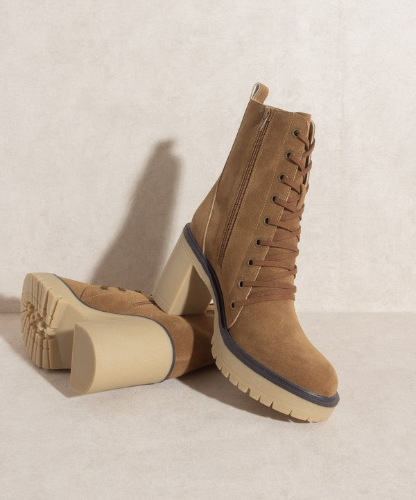 Latte Platform Military Boots