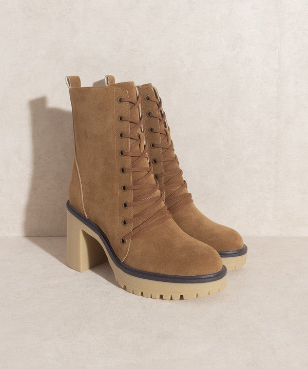 Latte Platform Military Boots