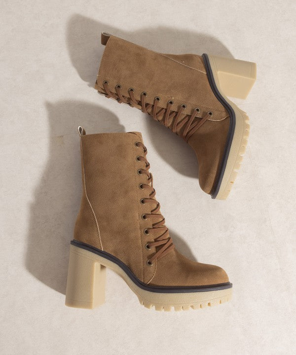 Latte Platform Military Boots