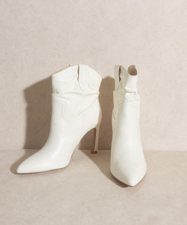 White Slim Heel Ankle Boots