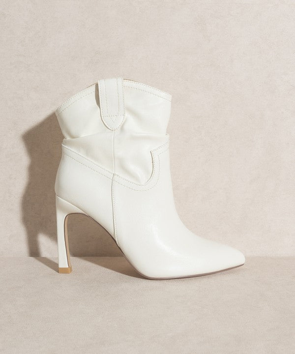 White Slim Heel Ankle Boots