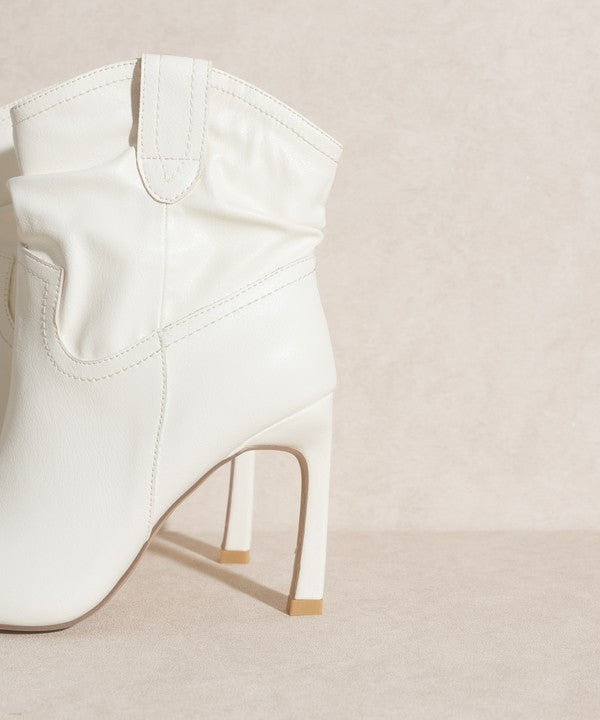 White Slim Heel Ankle Boots