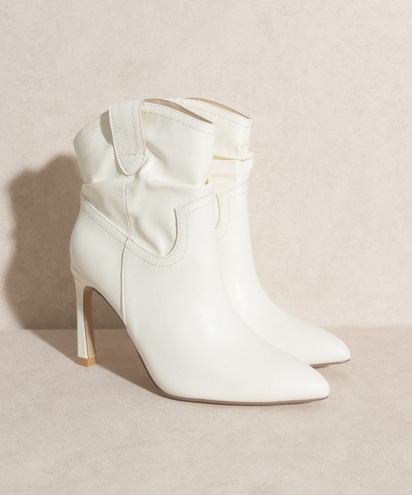 White Slim Heel Ankle Boots