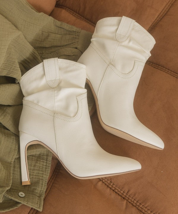 White Slim Heel Ankle Boots