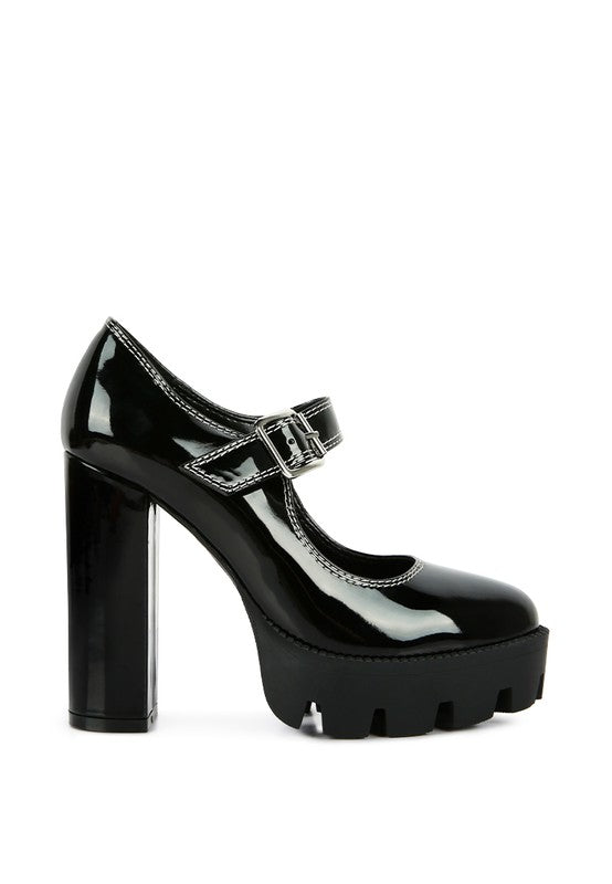 Black Patent Heel Mary Jane Shoes