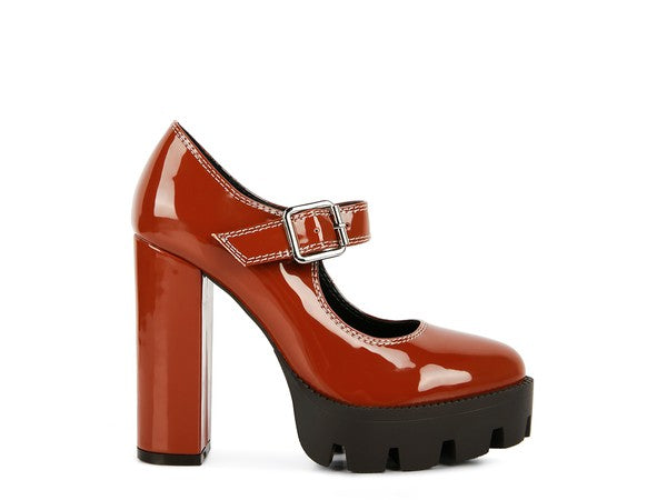 Red Patent Heel Mary Jane Shoes