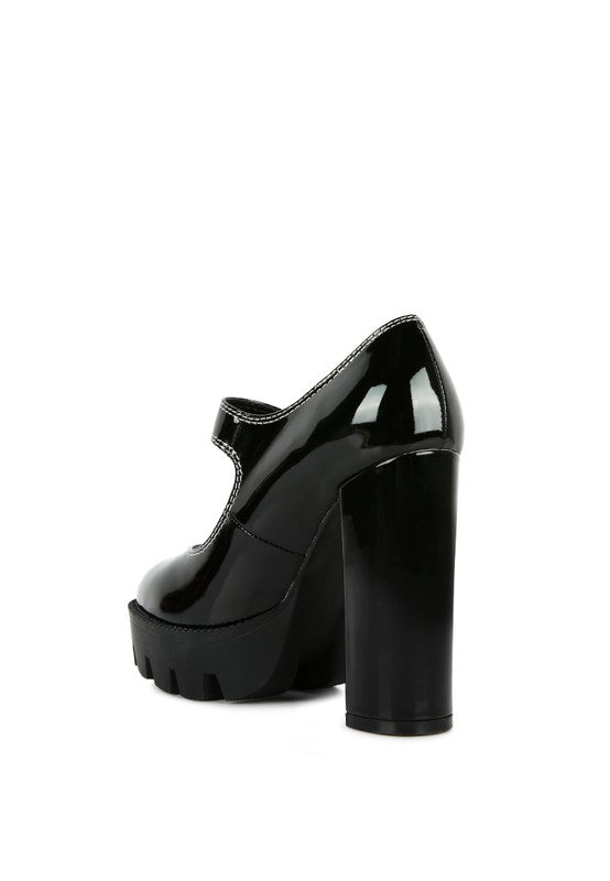 Black Patent Heel Mary Jane Shoes