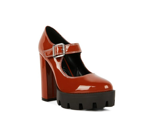 Red Patent Heel Mary Jane Shoes