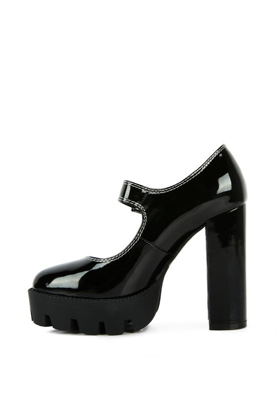 Black Patent Heel Mary Jane Shoes