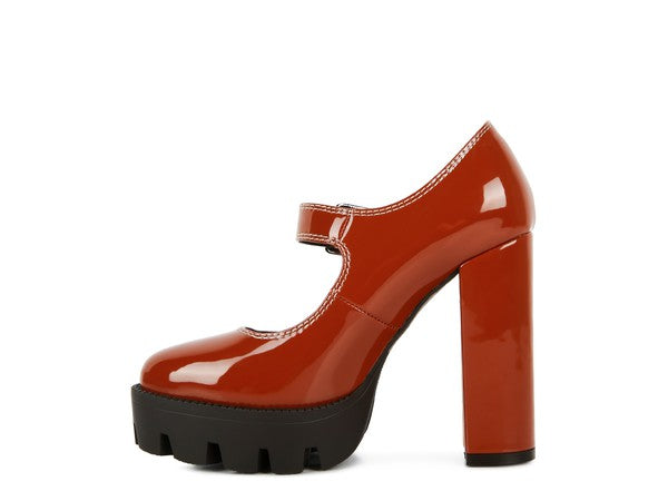 Red Patent Heel Mary Jane Shoes