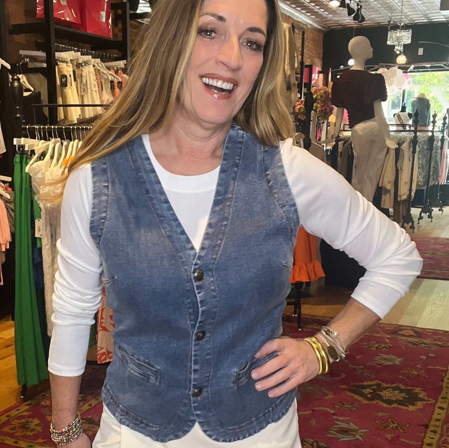 Denim Button Down Vest