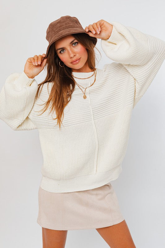 White Long Sleeve Knitted Sweater