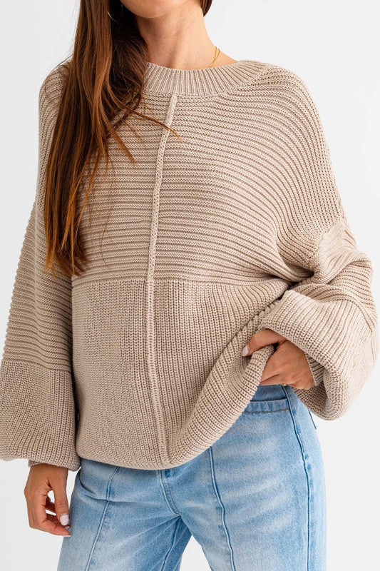 Tan Long Sleeve Knitted Sweater