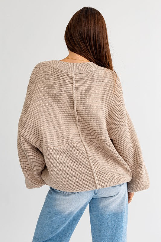 Tan Long Sleeve Knitted Sweater