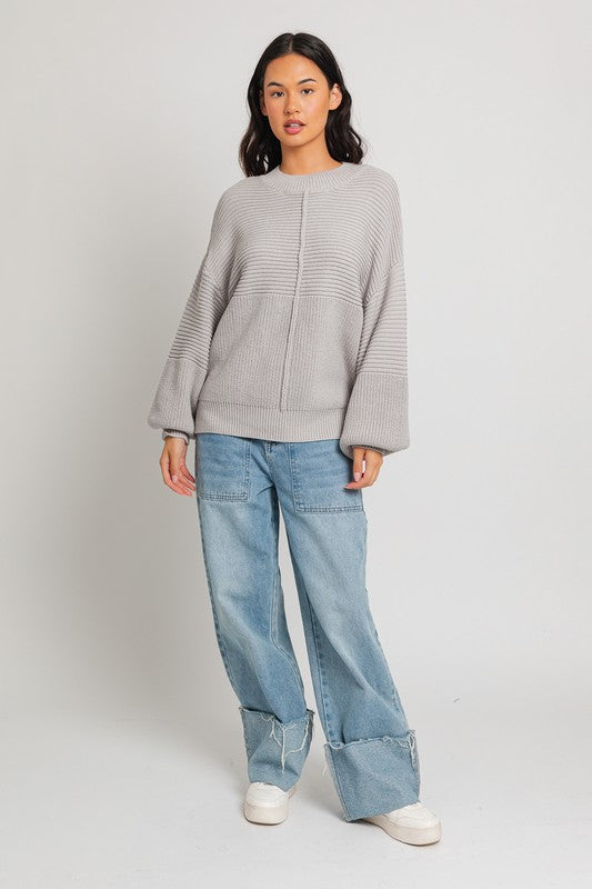 Heather Grey Long Sleeve Knitted Sweater