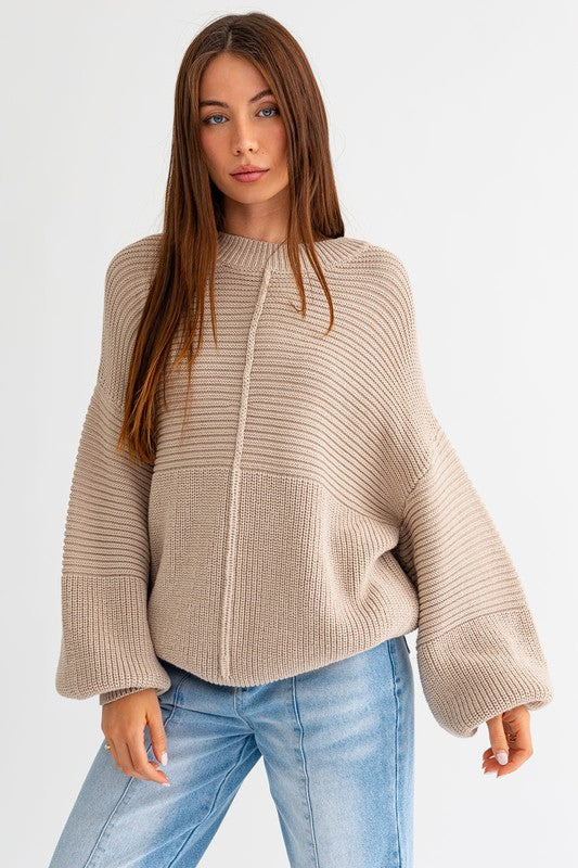 Tan Long Sleeve Knitted Sweater