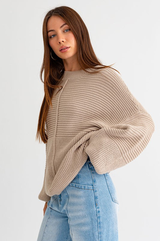 Tan Long Sleeve Knitted Sweater