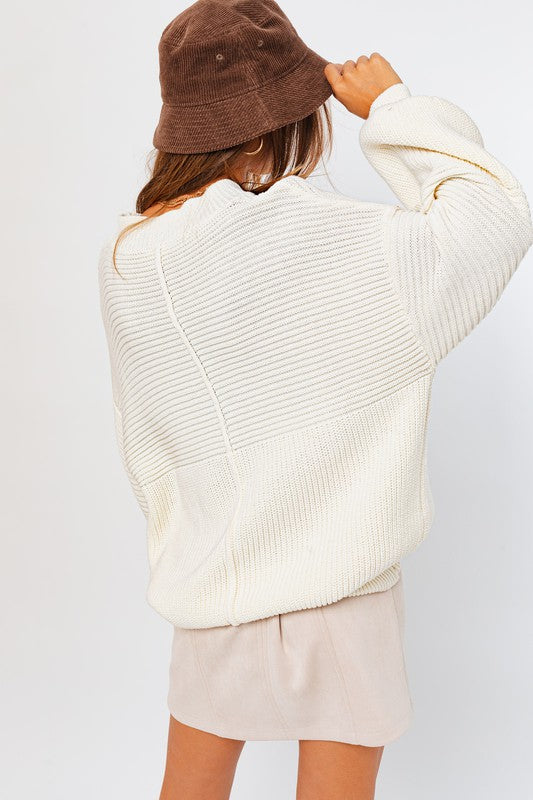 White Long Sleeve Knitted Sweater