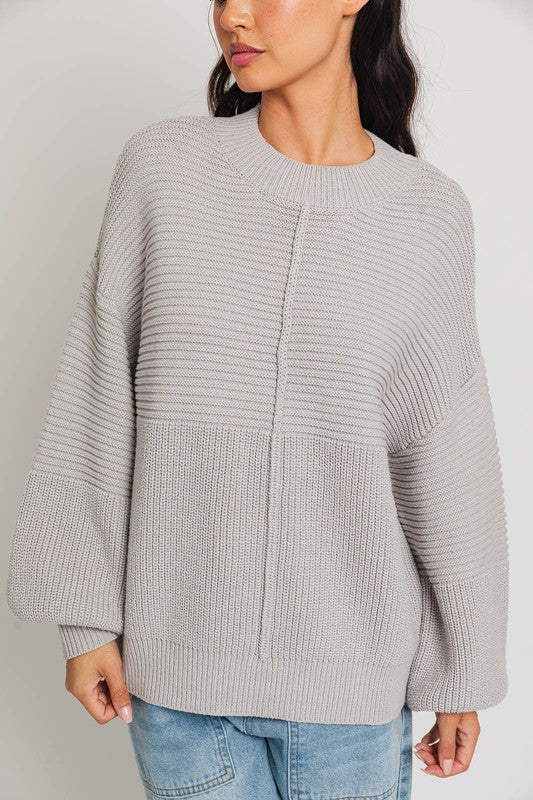 Heather Grey Long Sleeve Knitted Sweater