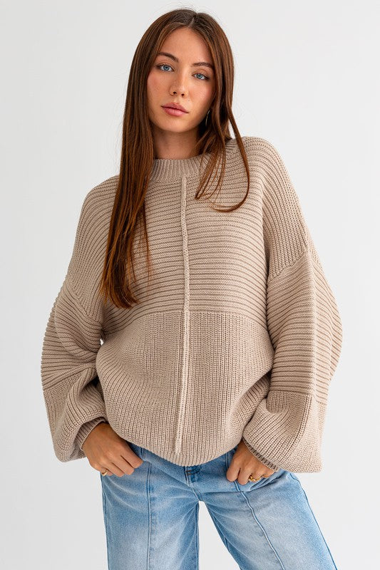 Tan Long Sleeve Knitted Sweater