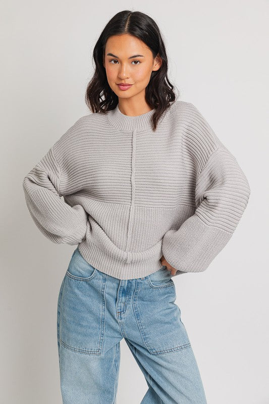 Heather Grey Long Sleeve Knitted Sweater