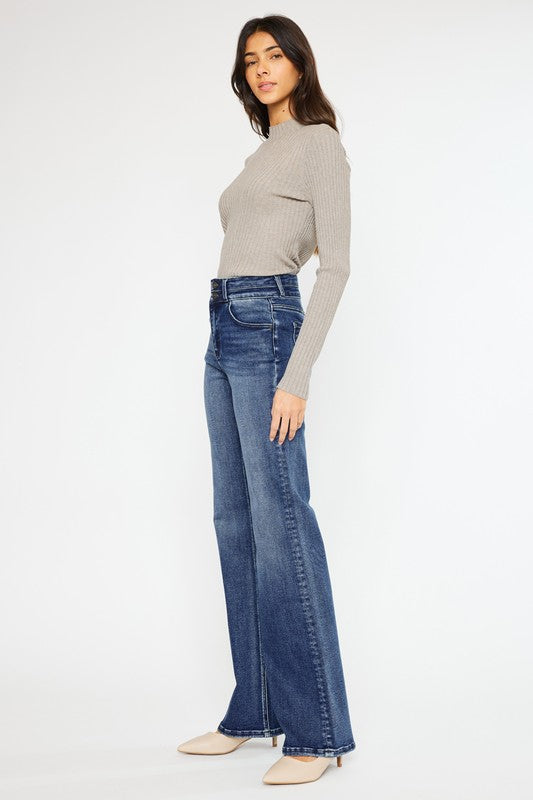 Jeans Kancan High Rise Wide Waistband Dark Wash