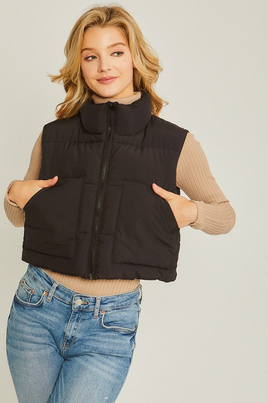 Black Puffer Vest with Pockets