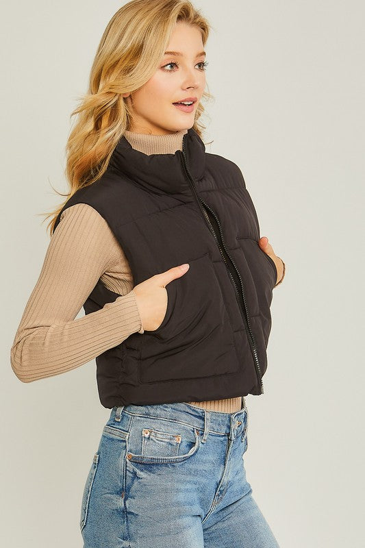 Black Puffer Vest with Pockets