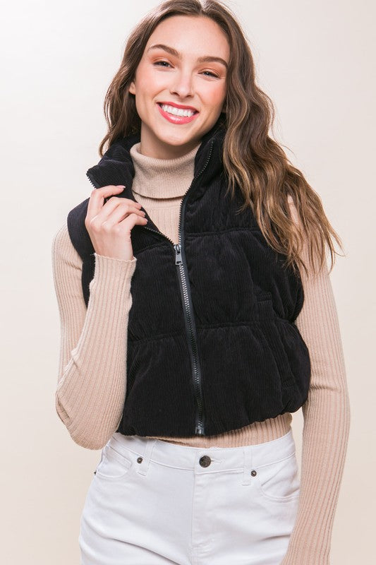 Black Corduroy Puffer Vest