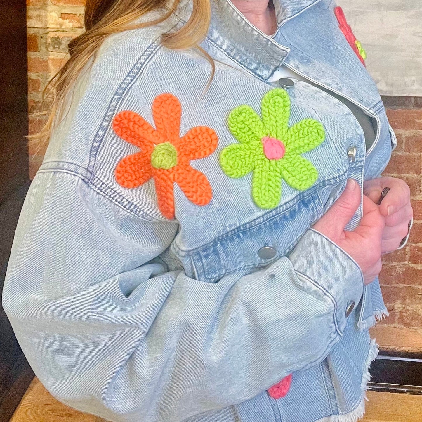 Full Flower Denim Jacket